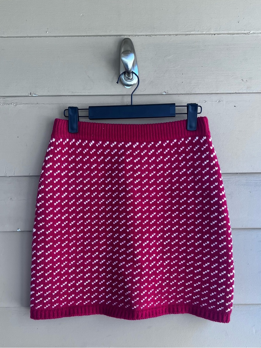 Roots Red White Knit 100% Merino Wool Mini Skirt Womens XS Christmas Holiday
